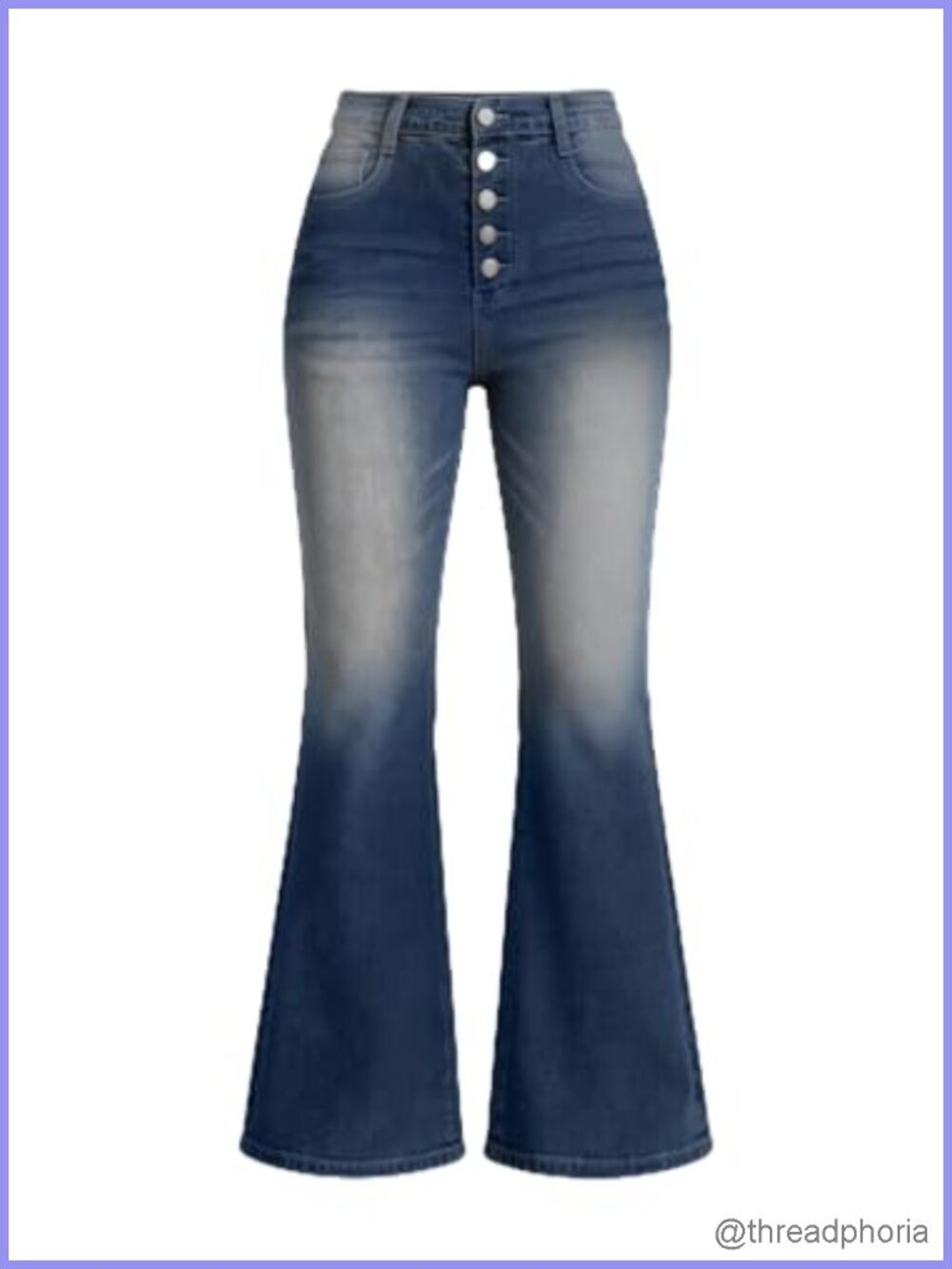High Waisted Flare Bell Bottom Jeans Plus Size Button Fly Stretch Denim